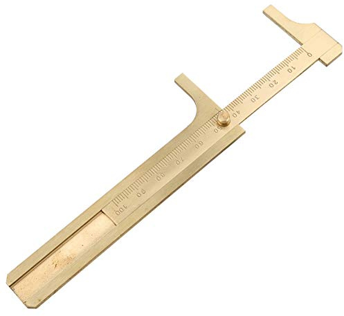 Hztyyier Messschieber Edelstahl Schieblehre Messschieber Lineal Messwerkzeug Mini Messing Taschenlineal (100mm)