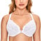 DELIMIRA Women's Front Fastening Bra Racer Back Lace Plus Size Non Padded Underwired White 42D