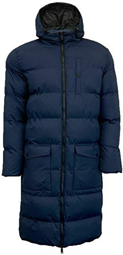 Soul Star Mens Long Padded Parka Coat Hooded Neck Full Zip Puffer Long Jackets for Men, Navy Colour, Size- XL