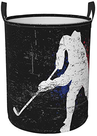 KiuLoam Vintage Eishockey Spieler Wäschekörbe, Schlafzimmer Korb Faltbar Wasserdicht Oxford Stoff mit Griff Faltbarer Stoff Wäschekorb Tragetasche (16,5 Zoll)
