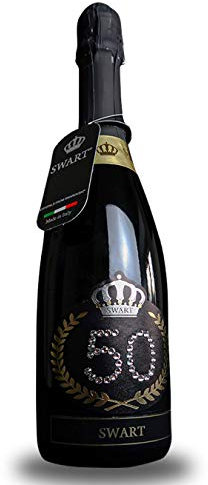 Swart - Idea regalo per compleanno 50 anni - Bottiglia Tanti Auguri da 0,75L - Etichetta personalizzata con autentici cristalli - spumante Italiano di alta qualità