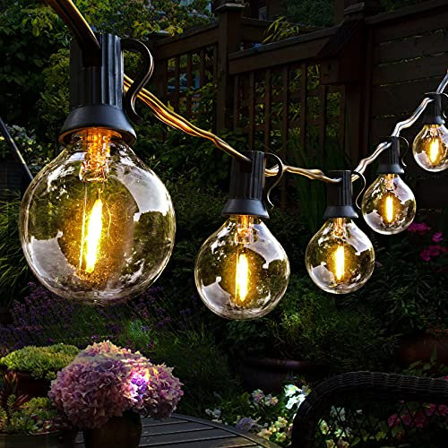 Hidixon LED Outdoor String Lights, 100FT Festoon Lights Outdoor with 50+3 Plastic E12 Bulbs, Garden Patio Outside Globe Lights, Waterproof IP44 for Indoor & Outdoor Wedding Backyard Café Party Décor