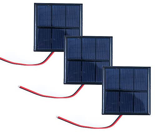 ZONADAH Lot de 3 mini panneaux solaires filaires 0,7 W 1,5 V Chargeur de batterie pour maison, projets scolaires, camping, pêche, randonnée, jardin