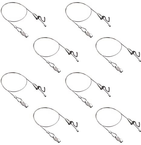 UFURMATE Kit per appendere quadri con ganci, 8 ganci regolabili in acciaio inox, kit professionale per esposizione di immagini da parete, mostre, gallerie d'arte (1 m, gancio piccolo)