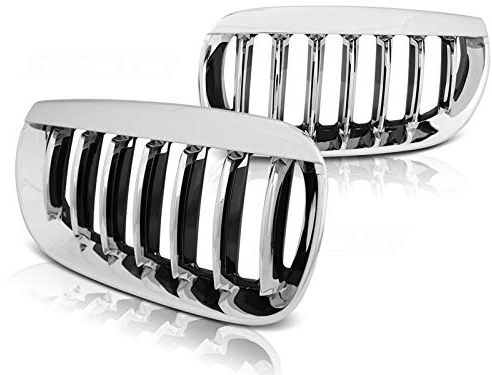 Frontgrill kompatibel mit BMW X3 E83 2004 2005 2006 SUV Front Central Grill Sport GV-111 Front Sport Ersatz Nieren Kühlergrill Chrom