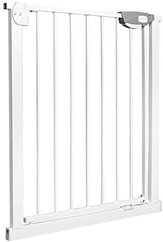 XMTECH Türschutzgitter Ohne Bohren Treppengitter für Kinder 75-85cm breit,Auto-Close Baby Türgitter Treppen Absperrgitter mit Druckbefestigung,Safety Gate,180° Zweiwegeöffnung Weiß