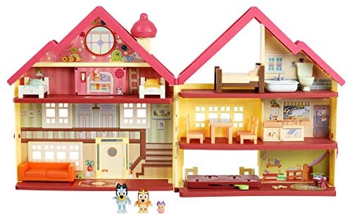 Bluey 17348 Bluey - Casa de Juegos con Luces y Sonidos definitivos con Dos Figuras articuladas y Accesorios, Multicolor, 13 x 39 x 43,5 cm