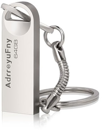 Memoria USB 64GB, Pen Drive 64G Pendrive Impermeable Flash Drive 64Gigas 2.0 Metal Portátil Memory Stick Disco Duro Externo para PC, Tabletas ect Almacenamiento de Datos (Plata)