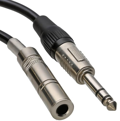 Premium 6.35mm TRS Jack Extension Stereo Jack Plug to Socket Cable 2m