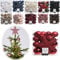 LS-LebenStil 33 Christbaumkugeln Set Rot Weihnachtsrot Spitze Stern Zapfen Kunststoff