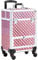 Yaheetech Professional Makeup Case Beauty Trolley Hairdressing Case on Wheels Vanity Case with Drawer Pink/Silver