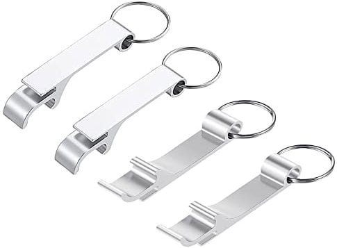 Rtinle 4 Pièces Ouvreur de Bouteille de Bière, Décapsuleur Porte-Clés Ouvre Bouteille, Couleur Ouvre Bouteille, Mini Ouvre-Bouteille, Merveilleuse Vie de Fête, Argent
