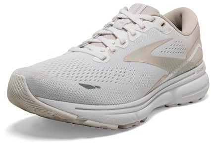 Brooks Women's Ghost 15 Sneaker, White Grey Crystal Glass, 9 UK