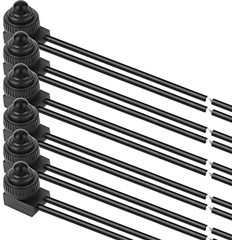 GUUZI 6Pcs 12V-24VDC 110-220VAC Interrupteur à Bouton-Poussoir Étanche, Interrupteur à Bouton-Poussoir Autobloquant pour Éclairage Extérieur, Noir