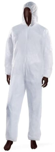 BSSTORE Einweg-Schutzanzug aus PLP Polypropylen, Weiß, XL