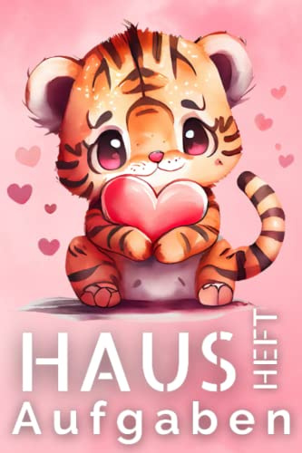 Hausaufgabenheft für Mädchen Tiger: Geeignet für die Grundschule, Platz für ein Schuljahr, mit Stundenplänen, DIN A5, mit Datum, Tiere
