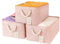 JUNLAI Lot de 3 paniers de rangement pliables avec poignées, petites boîtes de rangement en tissu pour bureau et maison, livres, vêtements, jouets (rose, taille S)