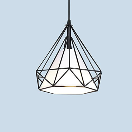 Mengjay Deckenleuchte Schwarz Draht Drahtlampe Retro Vintage,Pendelleuchte Modern Matt Metall,Hängeleuchte, E27 Industrial Vintage Style Lampenschirm (Schwarz)