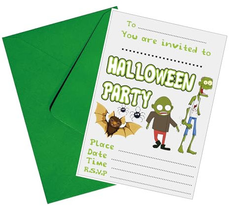 Halloween Zombie Party Invites - Kids Adults Boys Girls - A5 Invitations and Matching Envelopes (pack of 20)