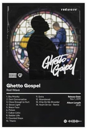 NEDOES Ghetto Gospel – Musikalbum-Poster, Leinwand, Poster, Schlafzimmer, Dekoration, Sport, Landschaft, Büro, Raumdekoration, Geschenk, ungerahmt, 20 x 30 cm