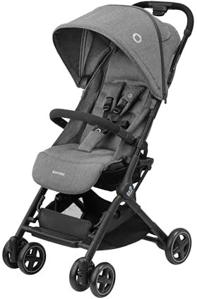 Maxi-Cosi Lara2 Passeggino Leggero per bambini 0 - 4 anni, 0 - 22 kg, Passeggino da Viaggio Pieghevole Chiusura Compatta, Reclinabile 3 Posizioni, Tessuti Traspiranti, 2 Cestelli, Select Grey