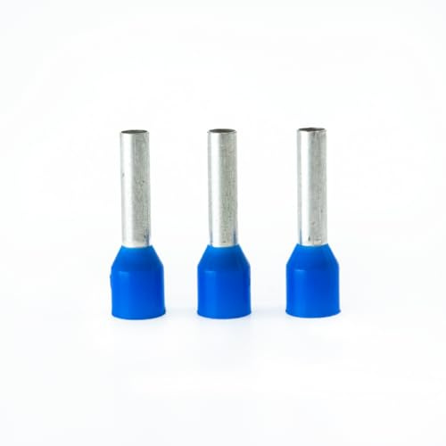 ERKO Aderendhülsen Aderquerschnitt 16mm2 Länge 18mm 100 Stück professionelle Kabelschuhe aus galvanisch verzinktem Kupfer mit Polyamidisolierung, Kabel Steckverbinder für Elektriker