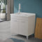 Inbagno Lavatoio con mobile 80x50 cm grigio calce con 2 ante, vaschetta in resina con piletta e sifone incluso, MOON