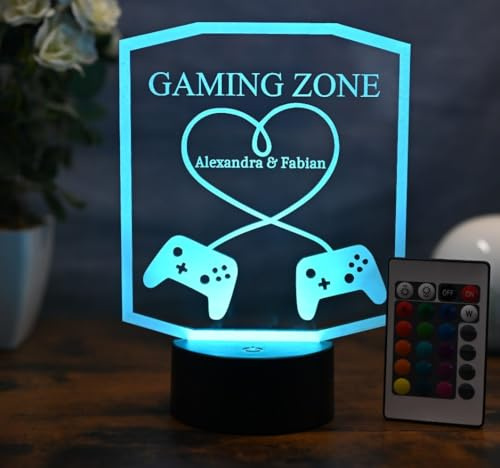 Optechvisual Personalisierte Zocker Lampe – Perfektes Partner Geschenk Dekoration für pärchen gaming zimmer