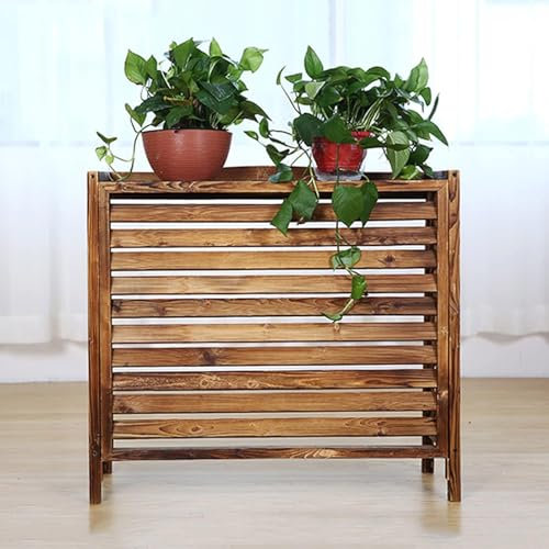 Sichtschutz im Freien Zaun Klimaanlagenabdeckung Massivholz Raumteiler Mülleimer Einhausung versteckte Klimaanlage Rack Blumenständer Schutzgitter,85x35x75cm
