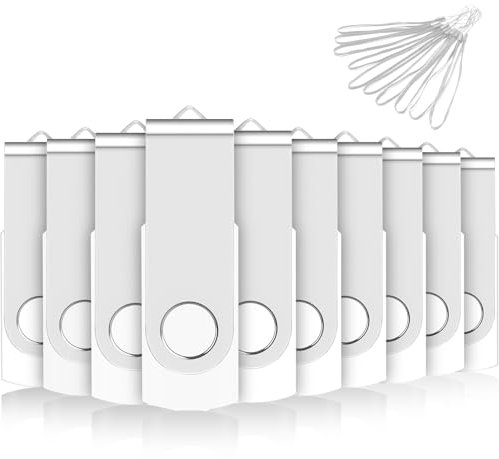 Cle USB 4 Go, EASTBULL Clé USB 2.0 Flash Drive Clef USB Pivotant Stockage Disque Mémoire Stick Pendrive avec 10 Cordes (4GB*10PCS)