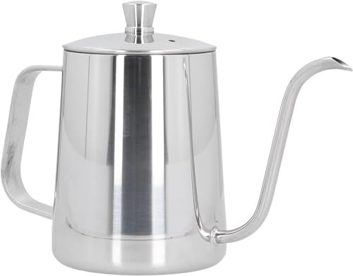 Wusdayer Hervidor de café de 600 ml, tetera para estufa, hervidor de cuello de cisne largo y estrecho con boquilla de goteo para el hogar, restaurante, cafetería, tetera