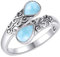 Larimar Ring Sterling Silber Regenbogen Einstellbar Bandringe Viktorianisch Schmuck Geschenke für Damen Mädchen