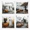 AIBIIN Halloween-Kissenbezüge, 45 x 45 cm, 4 Stück, Kürbis-Geist, schwarze Katze, Fledermaus-Schloss, Süßes oder Saures, Leinen-Kissenbezüge für Zuhause, Couch, Wohnzimmer, Büro, Ladendekoration