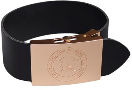 GravurManufakturBerlin Hosengürtel Feuerwehr Gott zur Ehr Dem Nächsten zur Wehr - golden-polierte Gürtelschließe - Rindsledergürtel 4 cm breit - Einheitslänge - kürzbar