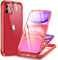 Miracase Glass Case for iPhone 11 Case 6.1-Inch, Full Body Bumper Clear Back Cover and Built-in 9H Tempered Glass Screen Protector + Camera Lens Protector (Red)