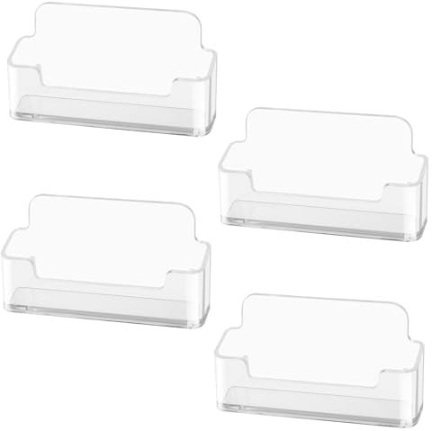 flintronic Porte-cartes de Visite, 4PCS Transparent Support Carte de Visite en Acrylique, Présentoir de Cartes de Visite pour Hôtels, Plans de Travail et Bureau