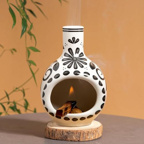 Handcrafted Palo Santo and Sage Holder White Smudge Burner Sticks Incense Cone Bowl Ceramic Pot Perfect for Enhanced Aromatherapy and Meditation Spaces Artisan Design for Elevated Spiritual Rituals