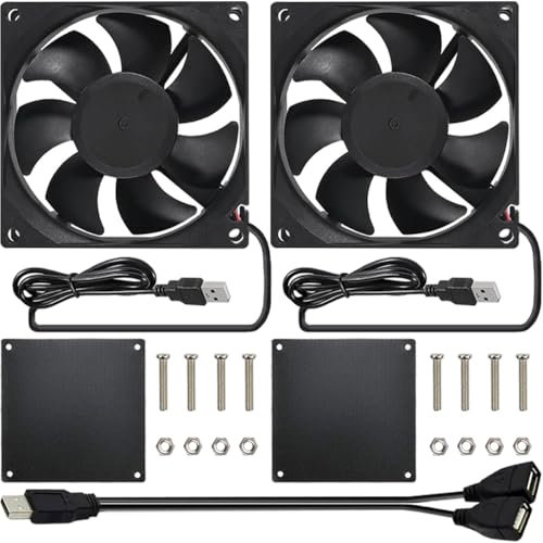 JYUDAUFU 2 pezzi 9225 92mm×25mm DC 5V USB Brushless Ventola di raffreddamento con filtro antipolvere, Hub USB splitter a 4 porte, ventola con cuscinetto a sfera per stampante 3D fai da te PC Case CPU