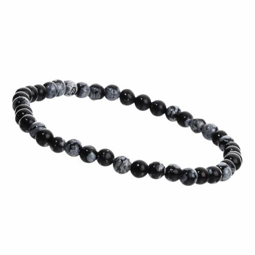 UNIQUE GEMS Perlenarmband Edelstein Damen Armband Obsidian Ø 4mm Chakra Perlen Buddha Schutzarmband