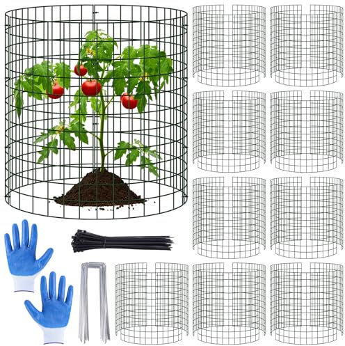 Pflanzenschutzkäfig aus Draht, 35,6 cm Durchmesser x 35,6 cm Höhe, 30 Stück Metallgitter-Gartenglocken, um Kaninchen, Eichhörnchen und Hühner fernzuhalten und Gemüse, Blumen, Sträucher, 10 Stück