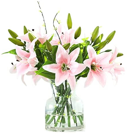 QTYQWC Künstlicher Blumenstrauß, künstliche Blumen, künstliche Pflanzen, Lilien-Dekoration, Simulationsblume, Seidenblume, Wohnzimmer, Boden, Desktop-Dekoration, Innen-Hochzeitsdekoration