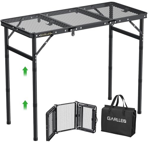 GARLLEN Grilltisch klappbar, 87x40cm & 3 Höhenverstellbar(26/48/70cm), Leicht und Tragbar, Klapptisch Campingtisch Beistelltisch Gartentisch Picknicktisch Kleiner Grill Tisch für Camping(3-Fach)