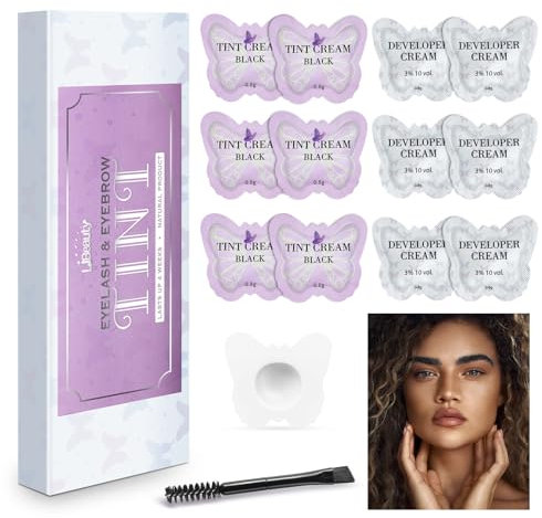 Libeauty Tinte Pestañas Negro, Tinte Cejas, Tinte Pestañas y Cejas Diseño de Bolsa, Efecto Que Dura 4 Semanas, Fácil de Guardar y Usar