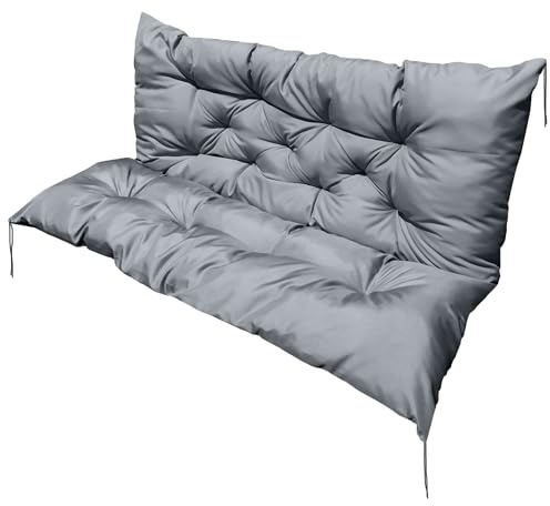EDANTI Cuscino per dondolo Hollywood, per mobili da giardino, impermeabile, per altalena (grigio, 120 x 60 x 50 cm)