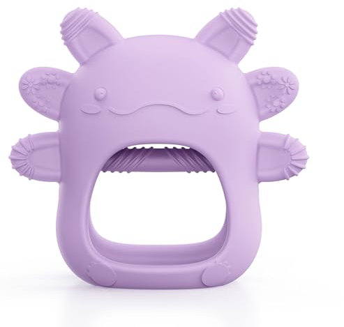 akolik Anneau Dentition Bébé en Silicone, Gants de Dentition Prise Facile, Jouet Bébé 0-3-6-9-12 Mois, Sans BPA, Cadeau Naissance Fille Garcon