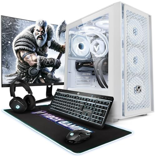 VIBOX IX-527 PC Gamer Complet • 27 Écran • AMD Ryzen 7 9800X3D 5,0 GHz • Nvidia RTX 5070 Ti 16 Go • 32 Go 5600MHz DDR5 RAM • 2 to NVMe SSD • Windows 11 • WiFi • Blanc