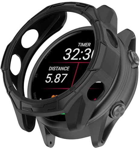 FTRONGRT Coque Compatible avec Garmin Forerunner 970, TPU Souple, Anti-Rayures, Creuse Montre Étui de Protection. Noir