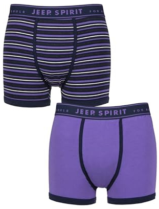 Jeep Spirit Men’s Cotton Knitted Trunks – 2 Pack Soft Stretch Boxer Briefs, Supportive Fit, Breathable Everyday Underwear for Comfort and Style, Sizes S–XL