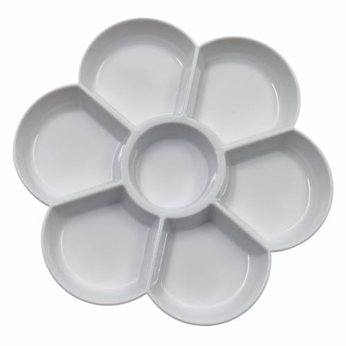 Palette de peinture en forme de fleur - Plateau de mélange en plastique à 7 puits pour peinture acrylique et peinture à l'huile - Réutilisable et facile à nettoyer