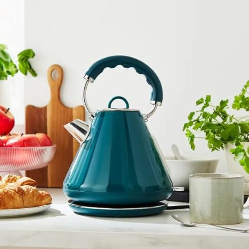 New Gloss 1.7L Electric Kettle – 3KW Stainless Steel Fast Boil Kettle with 360° Swivel Base, Removable Lid & Filter – Cord Storage – Modern Design M-02 (Teal (Blue))
